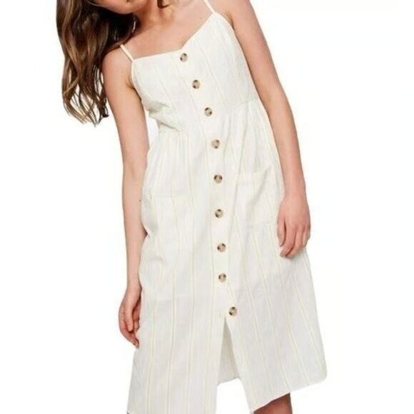 Cotton On Beth Button Front Cream and Tan Striped Dress NWTS - Picture 1 of 13
